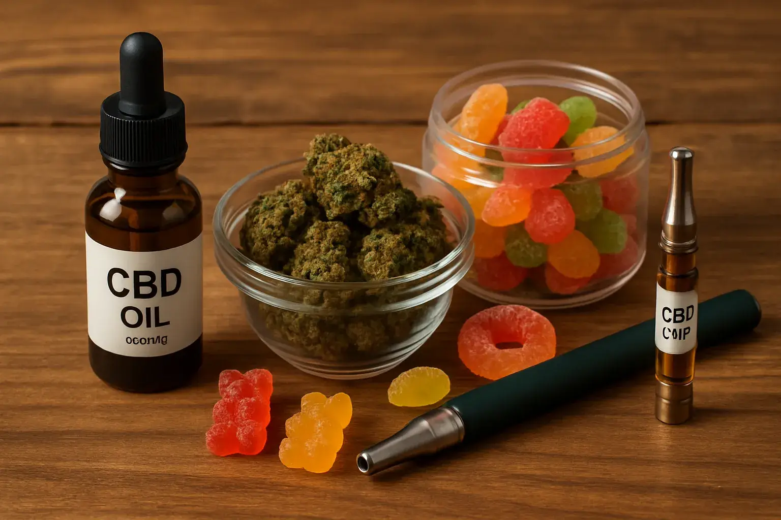 Divers produits CBD pour le sevrage du THC.